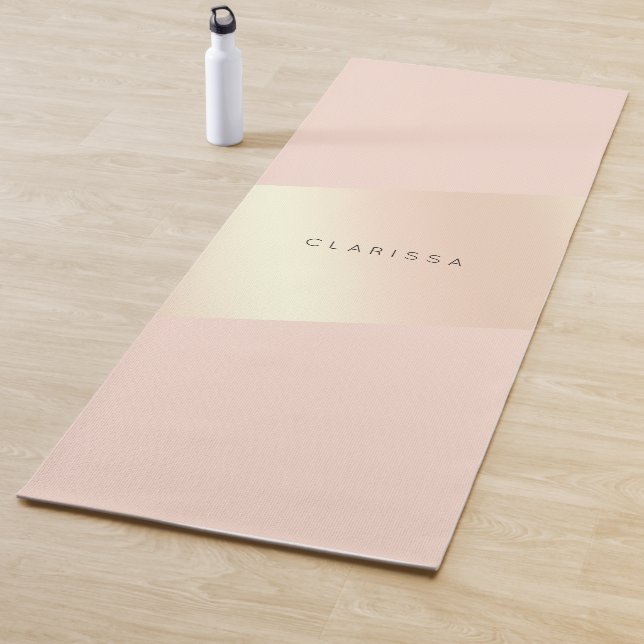Elegant modern chick blush pink rose gold striped yoga mat (In Situ)
