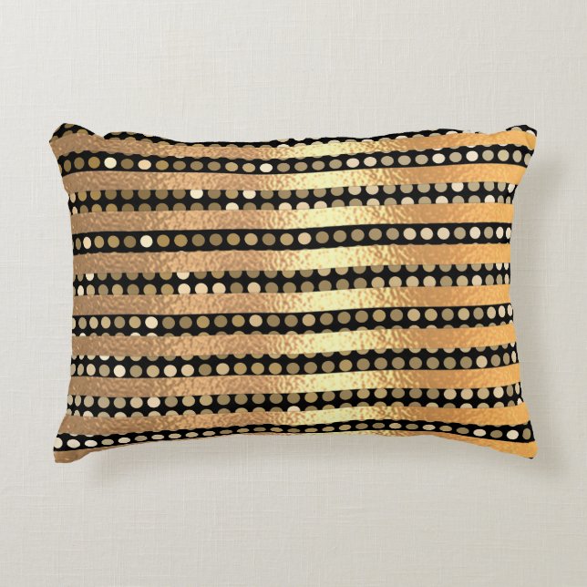 Elegant modern chick golden glitter Black stripes Decorative Cushion (Front)