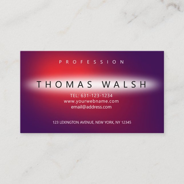 Elegant Modern Chick Purple Red Design Business Card (Front)