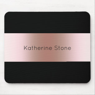 Elegant modern chick rose gold & black strip mouse mat