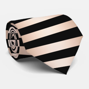 Elegant modern chick rose gold black striped tie