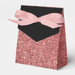 Elegant modern chick rose gold glitter black favour box