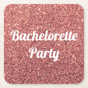 elegant modern chick rose gold glitter bridesmaid square paper coaster