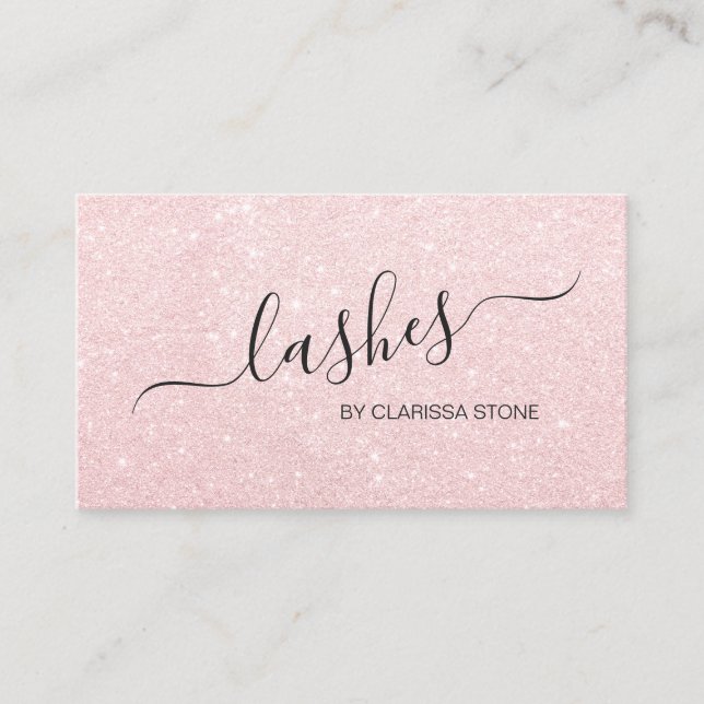 Elegant modern chick rose gold glitter lashes business card (Front)