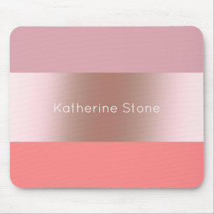 Elegant modern chick rose gold pink coral striped mouse mat