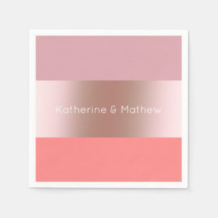 Elegant modern chick rose gold pink coral striped napkin