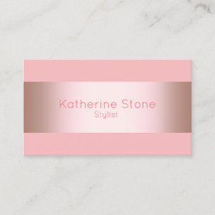 Elegant modern chick rose gold & pink strip business card