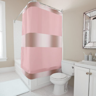 Elegant modern chick rose gold & pink strip shower curtain