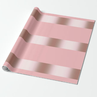 Elegant modern chick rose gold & pink strip wrapping paper