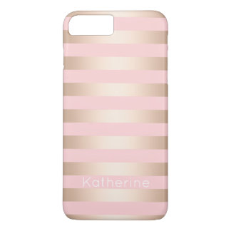 Elegant modern chick rose gold pink striped iPhone 8 plus/7 plus case