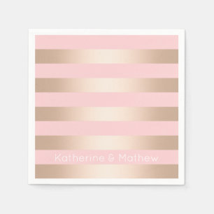 Elegant modern chick rose gold pink striped napkin