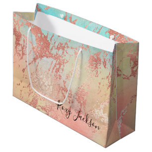 Elegant modern chick rose gold watercolor colourfu large gift bag
