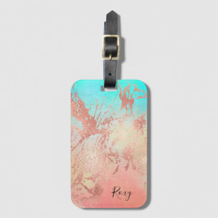 Elegant modern chick rose gold watercolor colourfu luggage tag