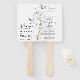 Elegant Modern Chinoiserie Floral Wedding Program Hand Fan