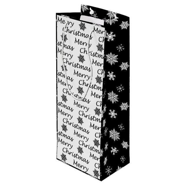 Elegant Modern Christmas Fa La La La  Wine Gift Bag (Back Angled)