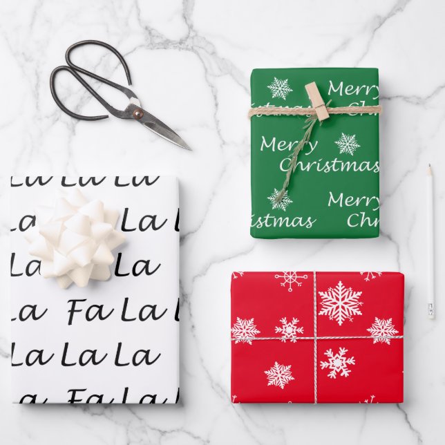 Elegant Modern Christmas Fa La La La Wrapping Paper Sheet (Front)