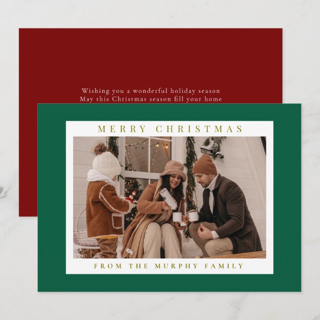 Elegant Modern Christmas Family 1 Photo  Holiday Card (Front/Back)