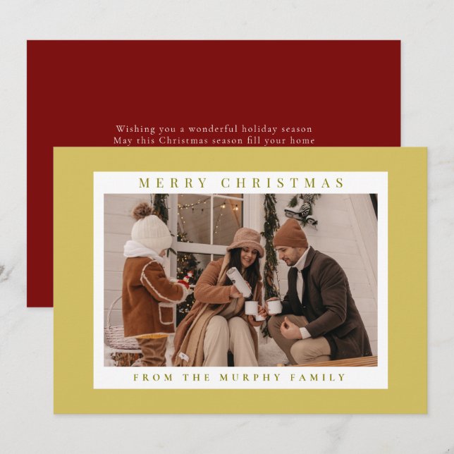 Elegant Modern Christmas Family 1 Photo  Holiday Card (Front/Back)