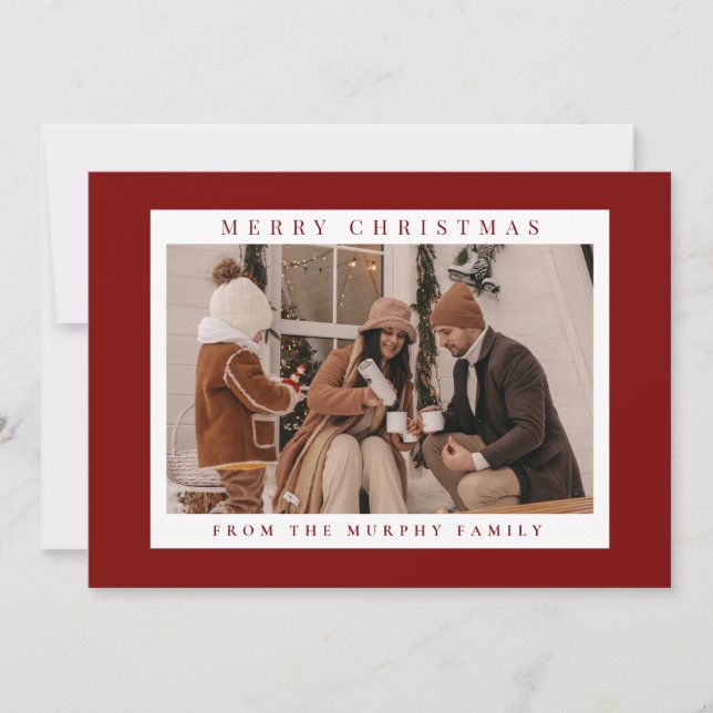 Elegant Modern Christmas Family 1 Photo  Holiday Card (Front)