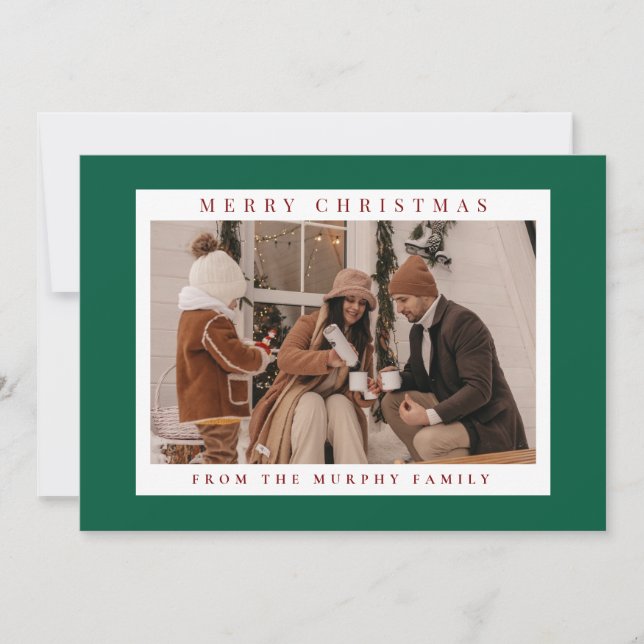 Elegant Modern Christmas Family 1 Photo  Holiday Card (Front)
