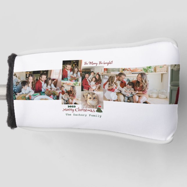 Elegant Modern Christmas Family Photo Collage Golf Head Cover (Front)