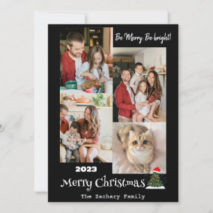 Elegant Modern Christmas Family Photo Collage Holiday Card
