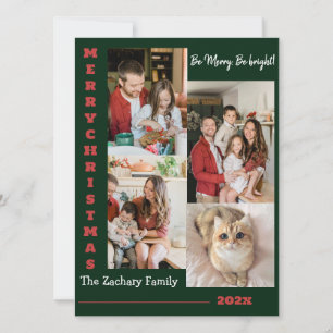 Elegant Modern Christmas Family Photo Collage Holiday Card