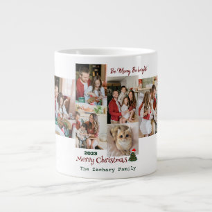 Elegant Modern Christmas Family Photo Collage Large Coffee Mug