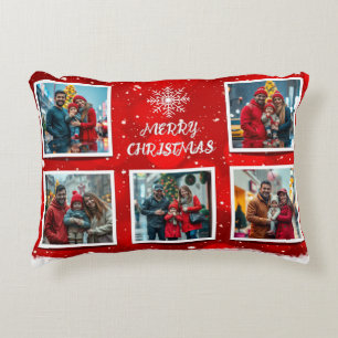 Elegant Modern Christmas Family Photo Design Decorative Cushion