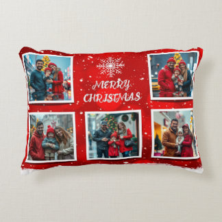 Elegant Modern Christmas Family Photo Design Decorative Cushion