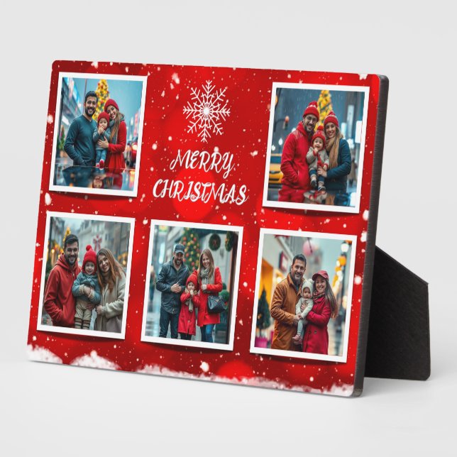 Elegant Modern Christmas Family Photo Design Plaque (Side)