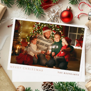 Elegant Modern Christmas Family Photo Foil Holiday Card