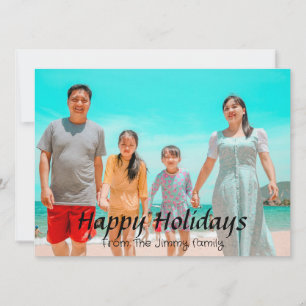 Elegant Modern Christmas holidays Script Photo Holiday Card
