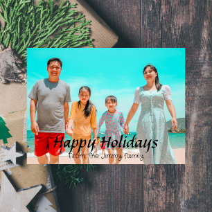 Elegant Modern Christmas holidays Script Photo Holiday Card