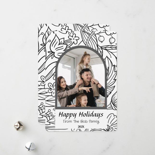  Elegant Modern Christmas holidays Script Photo  Holiday Card (Front/Back In Situ)