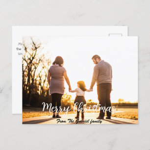 Elegant Modern Christmas holidays Script Photo Holiday Postcard