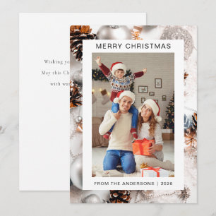 Elegant Modern Christmas Modern Family 1 Photo Holiday Card