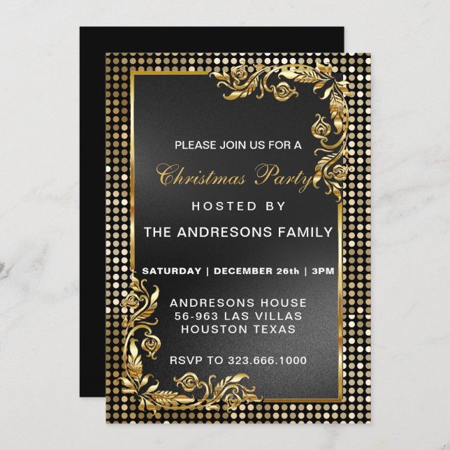 Elegant Modern Christmas party gold custom  Invita Invitation (Front/Back)