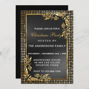 Elegant Modern Christmas party gold custom Invita Invitation