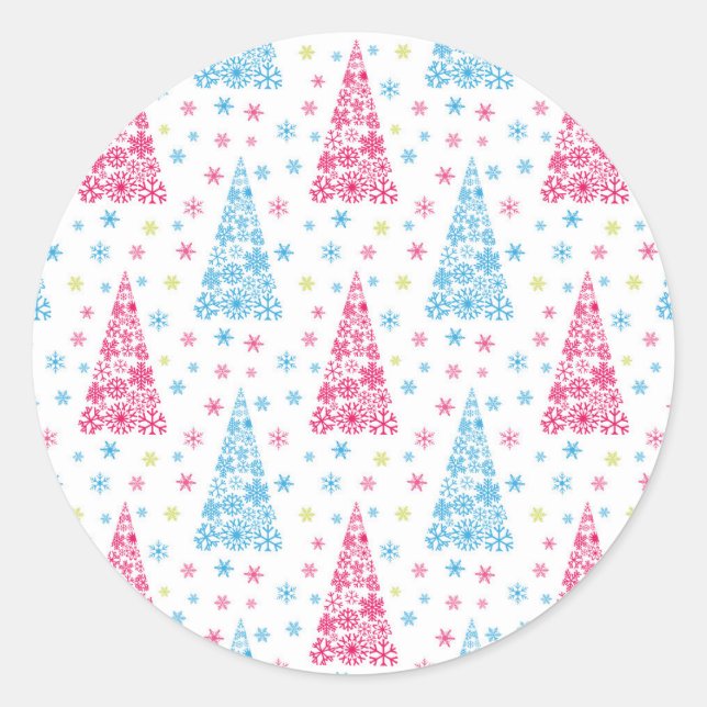 Elegant Modern Christmas tree Classic Round Sticker (Front)