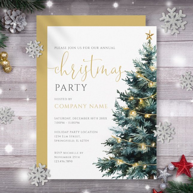 Elegant Modern Christmas Tree Corporate Party Invitation (Elegant Modern Christmas Tree Corporate Party Invitation)