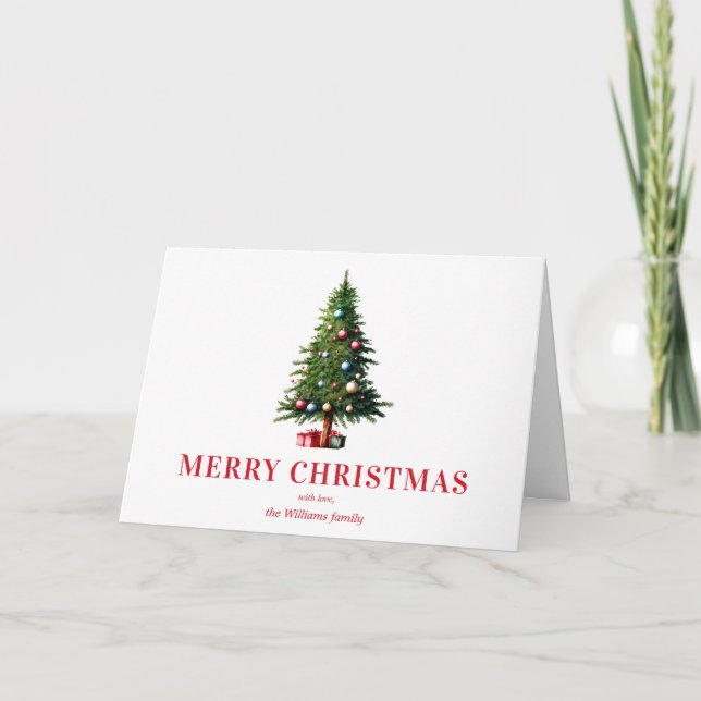 Elegant Modern Christmas Tree Holiday Card (Front)
