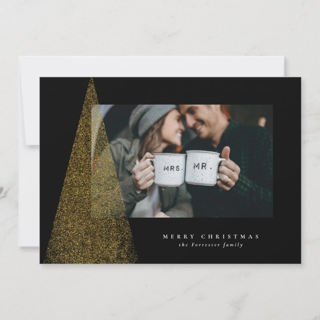 Elegant modern Christmas tree holiday photo card (Front)