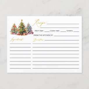 Elegant Modern Christmas Tree Holiday Recipe Card