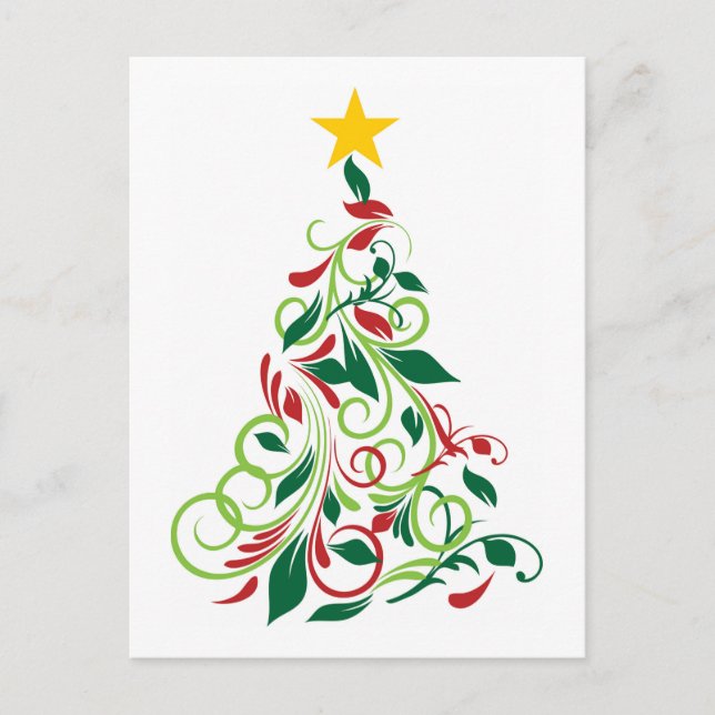 Elegant Modern Christmas tree Illustration Holiday Postcard (Front)
