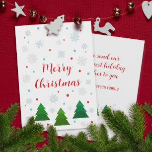 Elegant modern Christmas trees and snowflakes Holiday Card