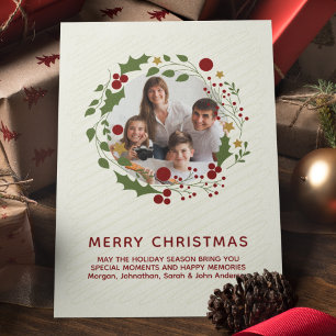 Elegant Modern Christmas Wreath Holiday Card