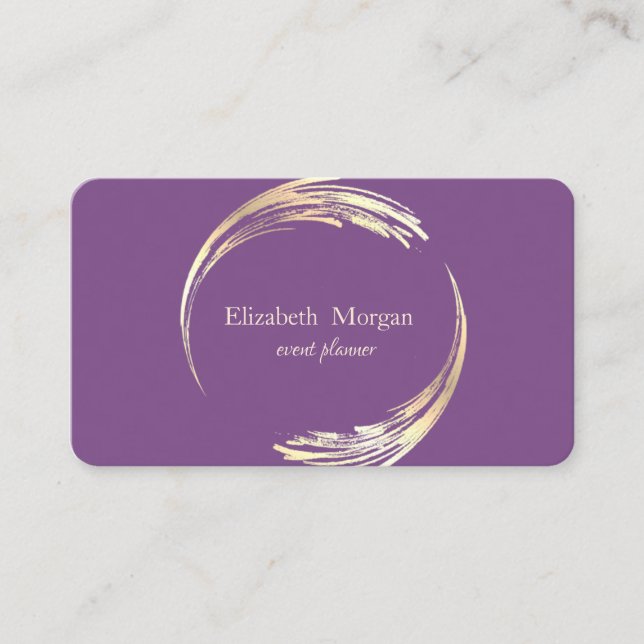 Elegant Modern  Circle Violet,Gold Business Card (Front)