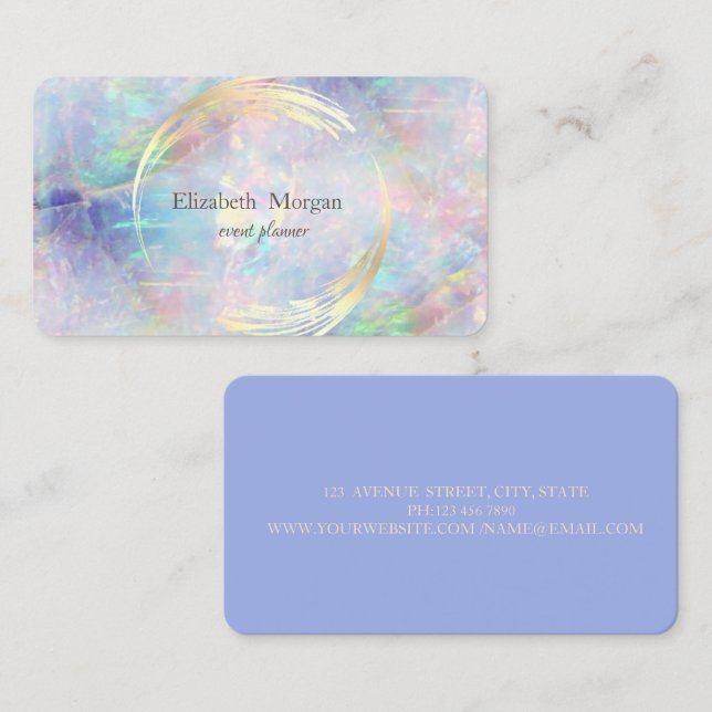 Elegant Modern  Circle Violet,Gold, Opal Business Card (Front/Back)