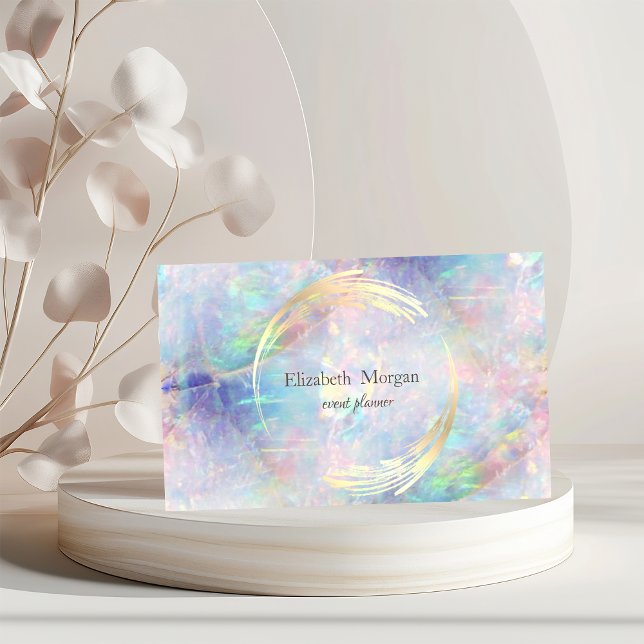 Elegant Modern  Circle Violet,Gold, Opal Business Card (Creator Uploaded)